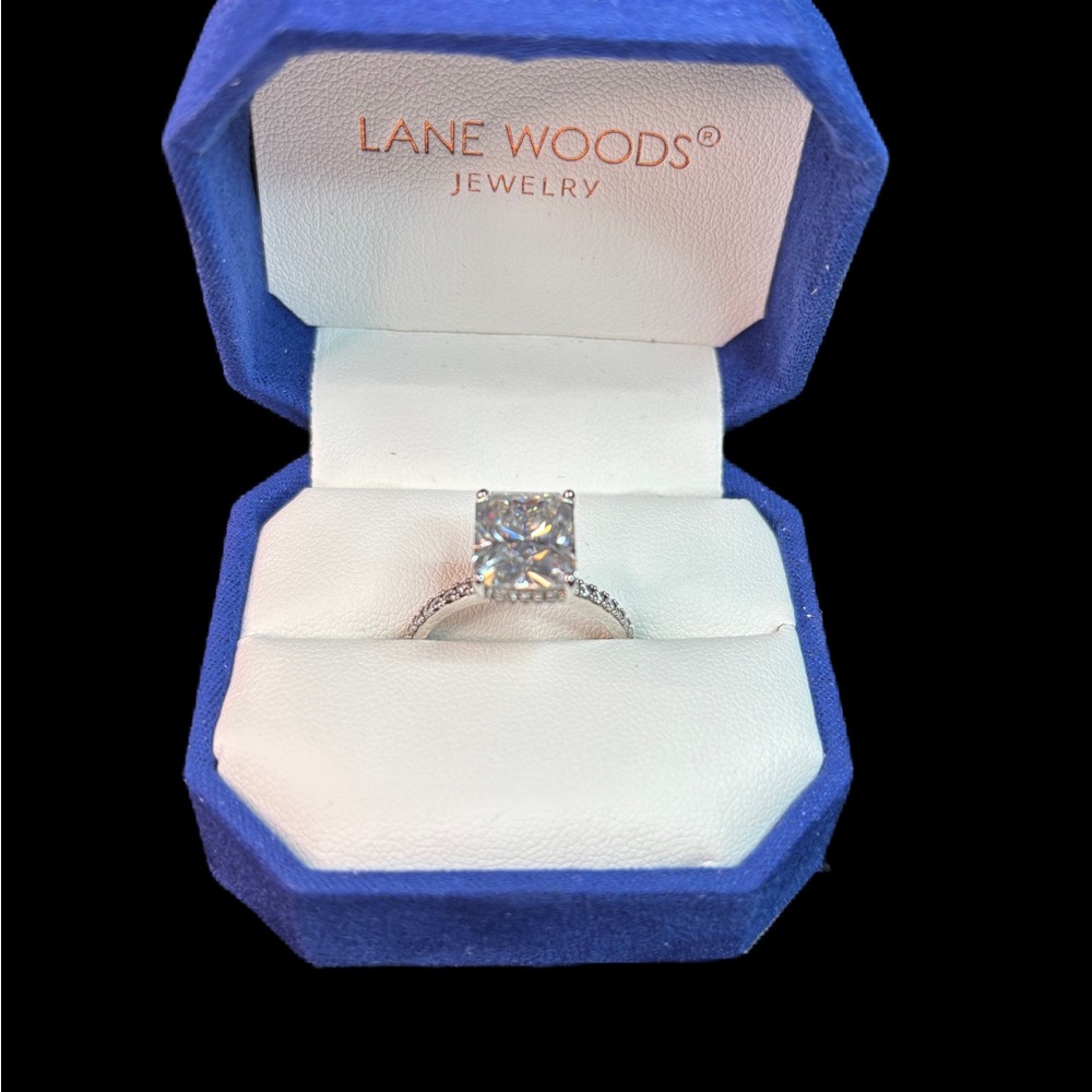 Lane Woods Radiant Hidden Halo Moissanite Ring